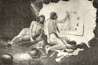Such as these the shapes they painted, On the birch-bark and the deer-skin, from The Song of Hiawatha by Henry Wadsworth Longfellow, pub. by George G. Harrap and Company Ltd., 1911